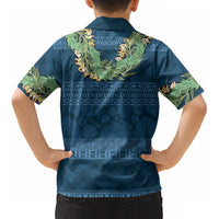 Hawai'i Paniolo Maile Twisted Lei Kid Hawaiian Shirt Cobalt Blue LT7 - Polynesian Pride
