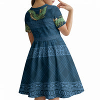 Hawai'i Paniolo Maile Twisted Lei Kid Short Sleeve Dress Cobalt Blue LT7 - Polynesian Pride