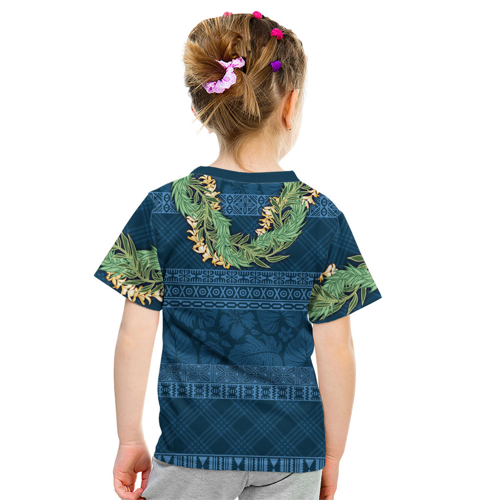Hawai'i Paniolo Maile Twisted Lei Kid T Shirt Cobalt Blue LT7 - Polynesian Pride