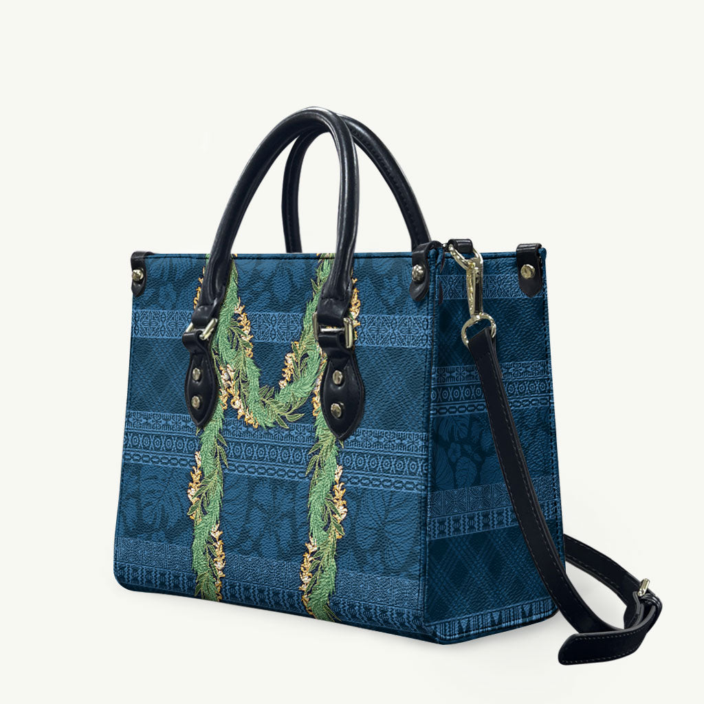 Hawai'i Paniolo Maile Twisted Lei Leather Bag Cobalt Blue LT7 Cobalt Blue - Polynesian Pride