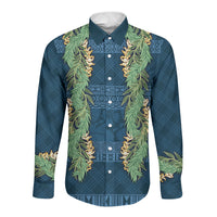 Hawai'i Paniolo Maile Twisted Lei Long Sleeve Button Shirt Cobalt Blue LT7 Unisex Cobalt Blue - Polynesian Pride