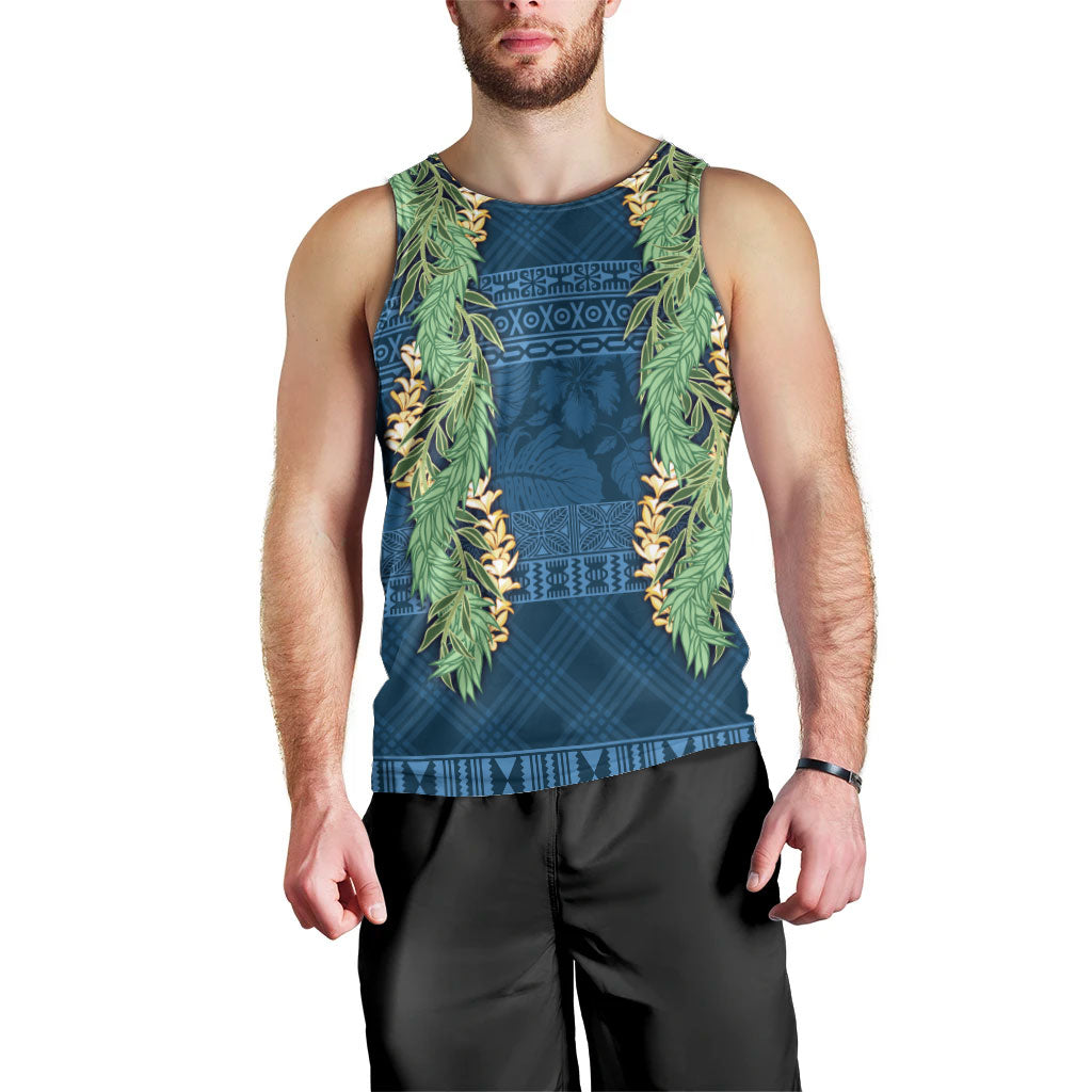 Hawai'i Paniolo Maile Twisted Lei Men Tank Top Cobalt Blue LT7 - Polynesian Pride