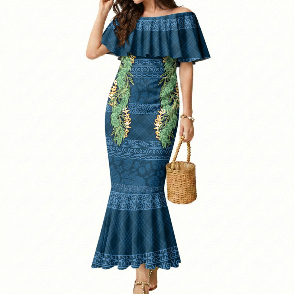 Hawai'i Paniolo Maile Twisted Lei Mermaid Dress Cobalt Blue LT7 Women Cobalt Blue - Polynesian Pride