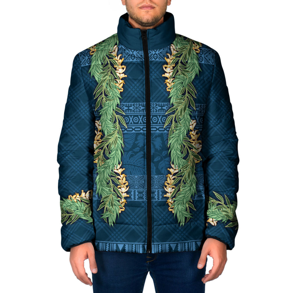 Hawai'i Paniolo Maile Twisted Lei Padded Jacket Cobalt Blue LT7 Men Cobalt Blue - Polynesian Pride