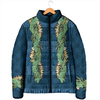 Hawai'i Paniolo Maile Twisted Lei Padded Jacket Cobalt Blue LT7 - Polynesian Pride