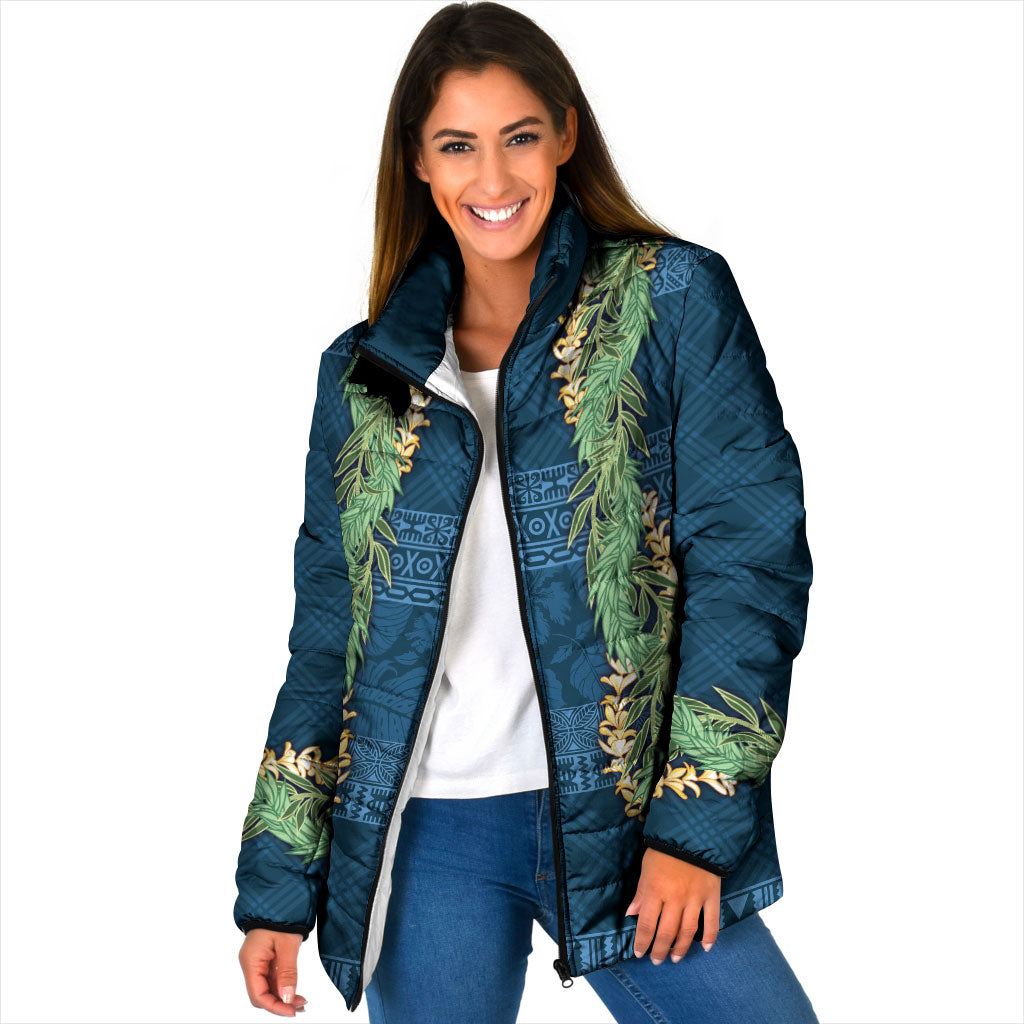 Hawai'i Paniolo Maile Twisted Lei Padded Jacket Cobalt Blue LT7 Women Cobalt Blue - Polynesian Pride