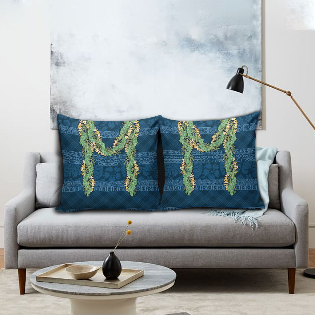 Hawai'i Paniolo Maile Twisted Lei Pillow Cover Cobalt Blue LT7 - Polynesian Pride