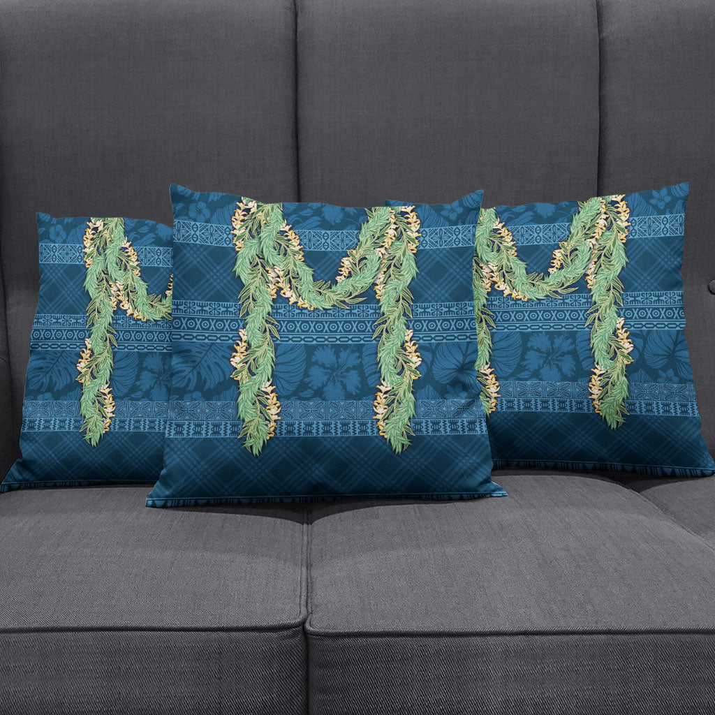 Hawai'i Paniolo Maile Twisted Lei Pillow Cover Cobalt Blue LT7 - Polynesian Pride