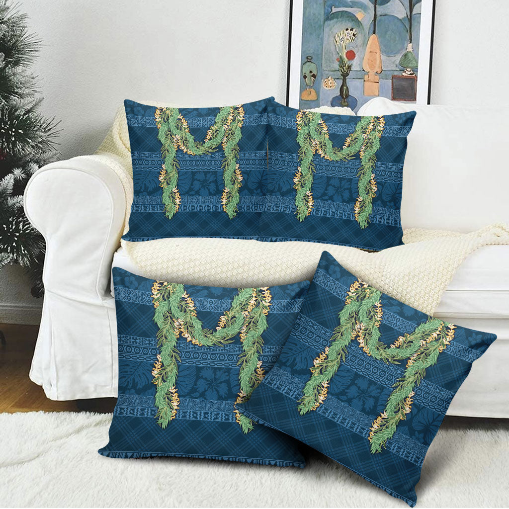 Hawai'i Paniolo Maile Twisted Lei Pillow Cover Cobalt Blue LT7 - Polynesian Pride