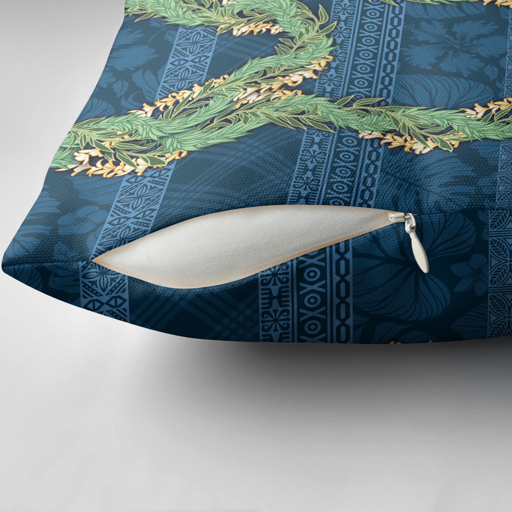 Hawai'i Paniolo Maile Twisted Lei Pillow Cover Cobalt Blue LT7 - Polynesian Pride