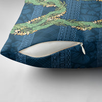 Hawai'i Paniolo Maile Twisted Lei Pillow Cover Cobalt Blue LT7 - Polynesian Pride