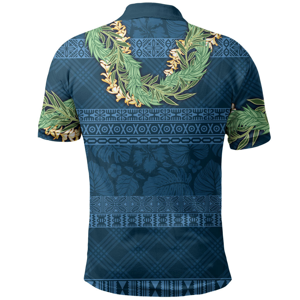 Hawai'i Paniolo Maile Twisted Lei Polo Shirt Cobalt Blue LT7 - Polynesian Pride