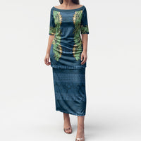 Hawai'i Paniolo Maile Twisted Lei Puletasi Cobalt Blue LT7 Long Dress Cobalt Blue - Polynesian Pride