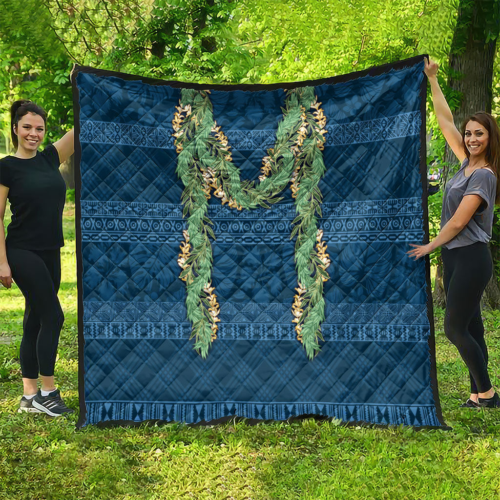Hawai'i Paniolo Maile Twisted Lei Quilt Cobalt Blue LT7 - Polynesian Pride