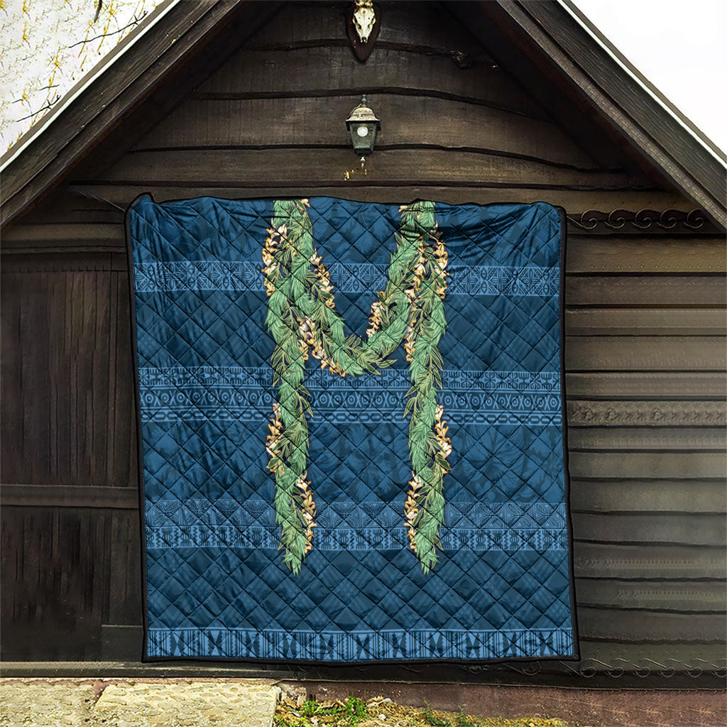 Hawai'i Paniolo Maile Twisted Lei Quilt Cobalt Blue LT7 - Polynesian Pride