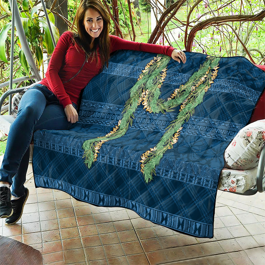 Hawai'i Paniolo Maile Twisted Lei Quilt Cobalt Blue LT7 - Polynesian Pride