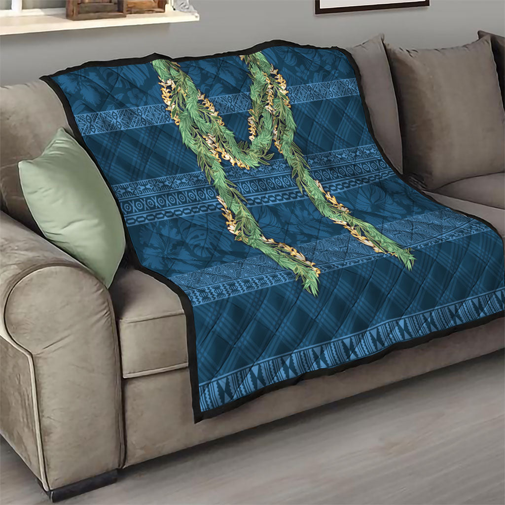 Hawai'i Paniolo Maile Twisted Lei Quilt Cobalt Blue LT7 - Polynesian Pride