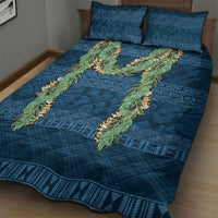 Hawai'i Paniolo Maile Twisted Lei Quilt Bed Set Cobalt Blue LT7 - Polynesian Pride