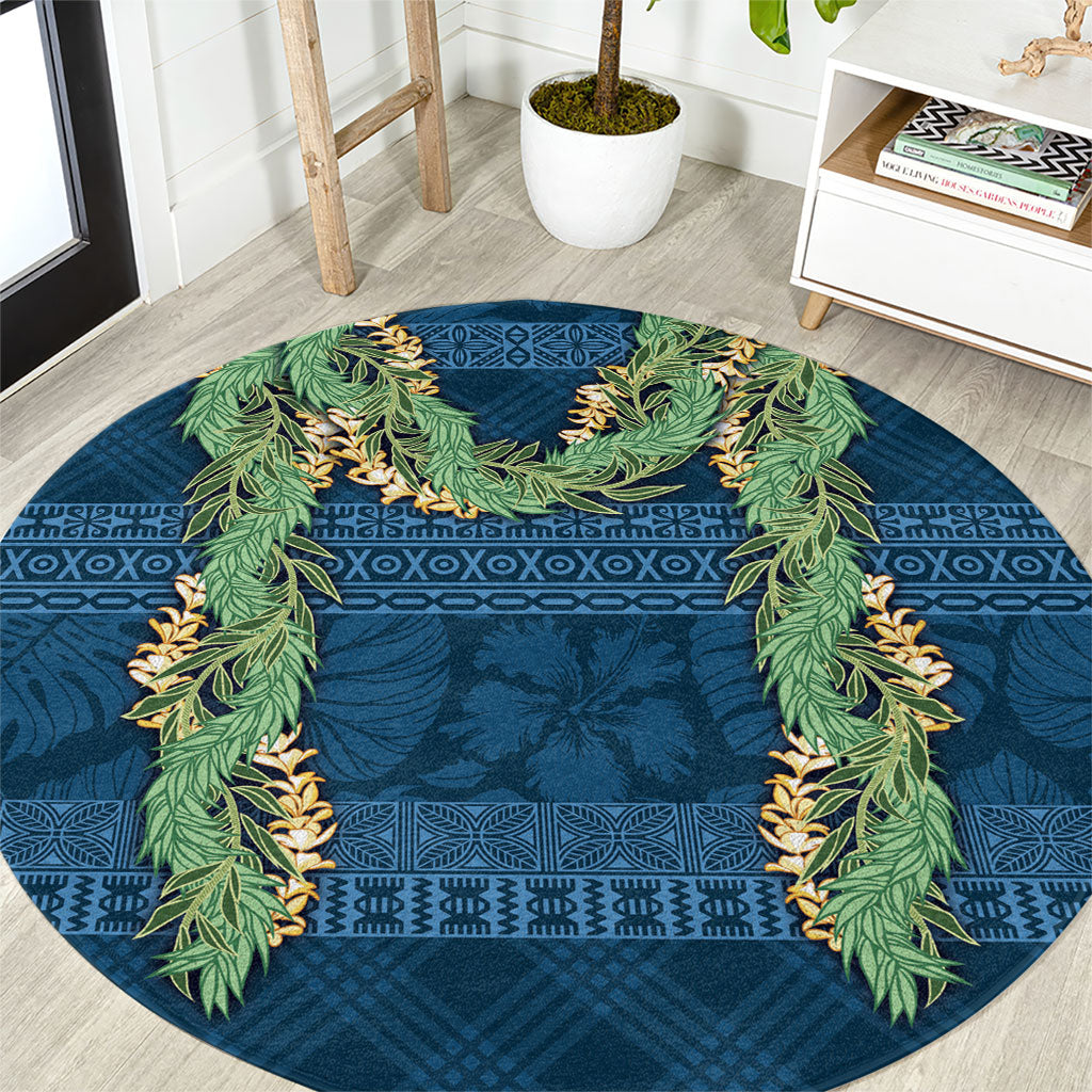 Hawai'i Paniolo Maile Twisted Lei Round Carpet Cobalt Blue LT7 Cobalt Blue - Polynesian Pride