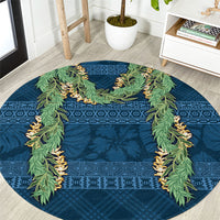 Hawai'i Paniolo Maile Twisted Lei Round Carpet Cobalt Blue LT7 Cobalt Blue - Polynesian Pride