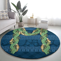 Hawai'i Paniolo Maile Twisted Lei Round Carpet Cobalt Blue LT7 - Polynesian Pride
