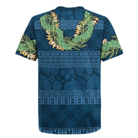 Hawai'i Paniolo Maile Twisted Lei Rugby Jersey Cobalt Blue LT7 - Polynesian Pride