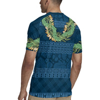 Hawai'i Paniolo Maile Twisted Lei Rugby Jersey Cobalt Blue LT7 - Polynesian Pride