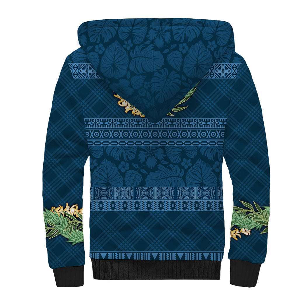 Hawai'i Paniolo Maile Twisted Lei Sherpa Hoodie Cobalt Blue LT7 - Polynesian Pride