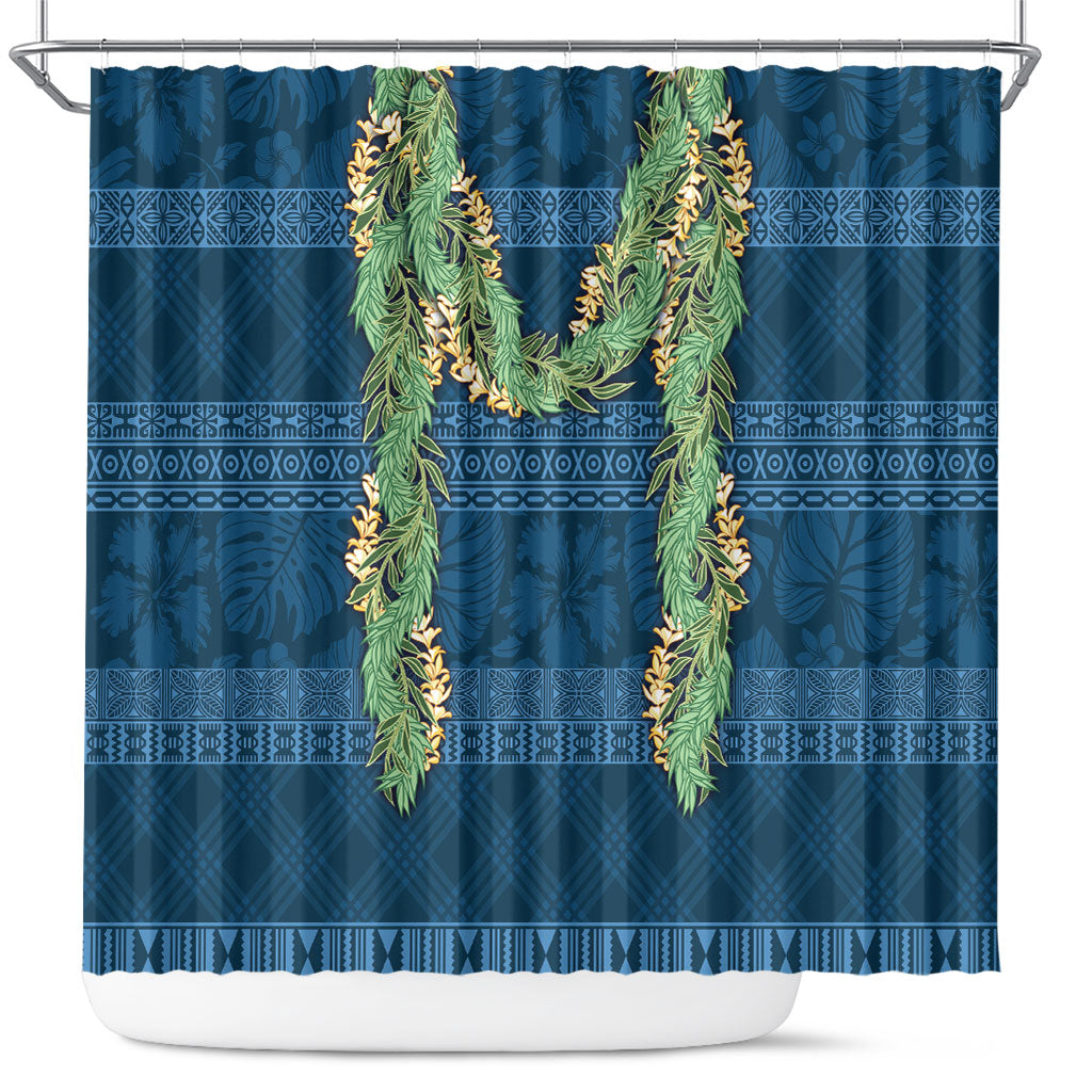 Hawai'i Paniolo Maile Twisted Lei Shower Curtain Cobalt Blue LT7 Cobalt Blue - Polynesian Pride