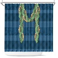 Hawai'i Paniolo Maile Twisted Lei Shower Curtain Cobalt Blue LT7 Cobalt Blue - Polynesian Pride