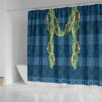 Hawai'i Paniolo Maile Twisted Lei Shower Curtain Cobalt Blue LT7 - Polynesian Pride