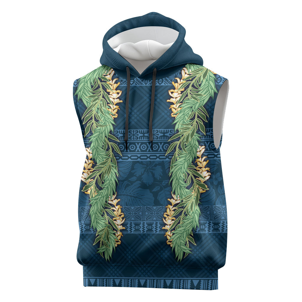 Hawai'i Paniolo Maile Twisted Lei Sleeveless Hoodie Cobalt Blue LT7 Cobalt Blue - Polynesian Pride