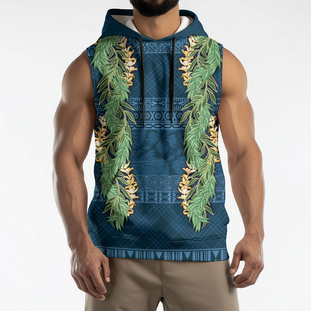 Hawai'i Paniolo Maile Twisted Lei Sleeveless Hoodie Cobalt Blue LT7 - Polynesian Pride