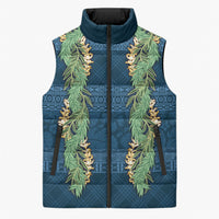 Hawai'i Paniolo Maile Twisted Lei Sleeveless Puffer Jacket Cobalt Blue LT7 Unisex Cobalt Blue - Polynesian Pride