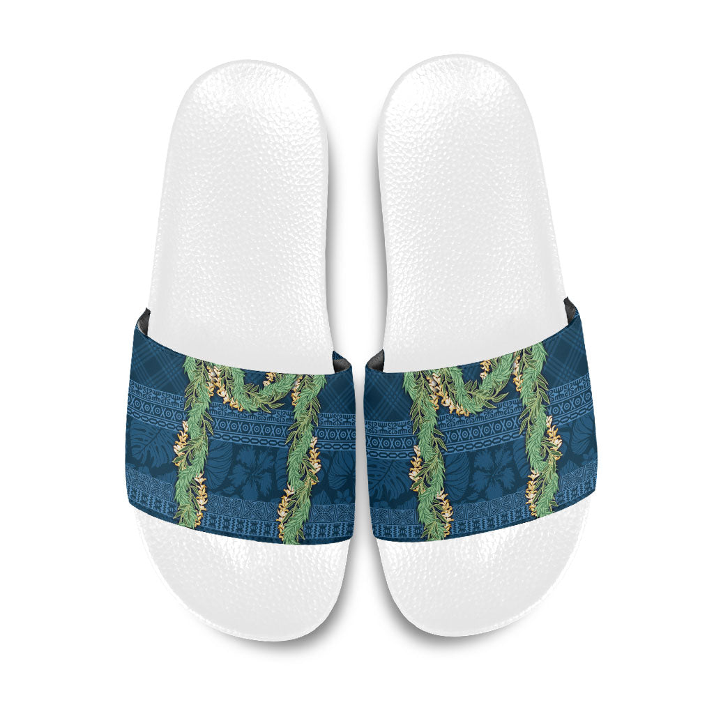 Hawai'i Paniolo Maile Twisted Lei Slide Sandals Cobalt Blue LT7 Cobalt Blue - Polynesian Pride