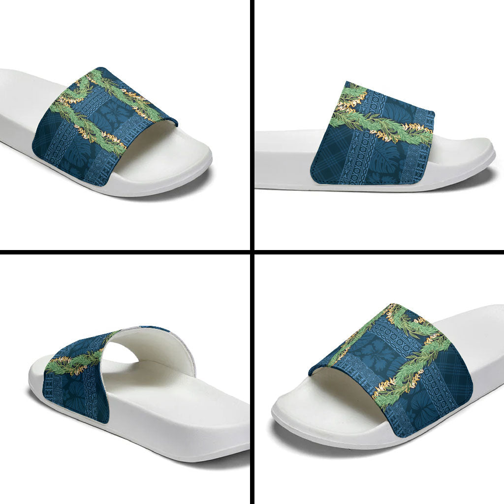 Hawai'i Paniolo Maile Twisted Lei Slide Sandals Cobalt Blue LT7 - Polynesian Pride