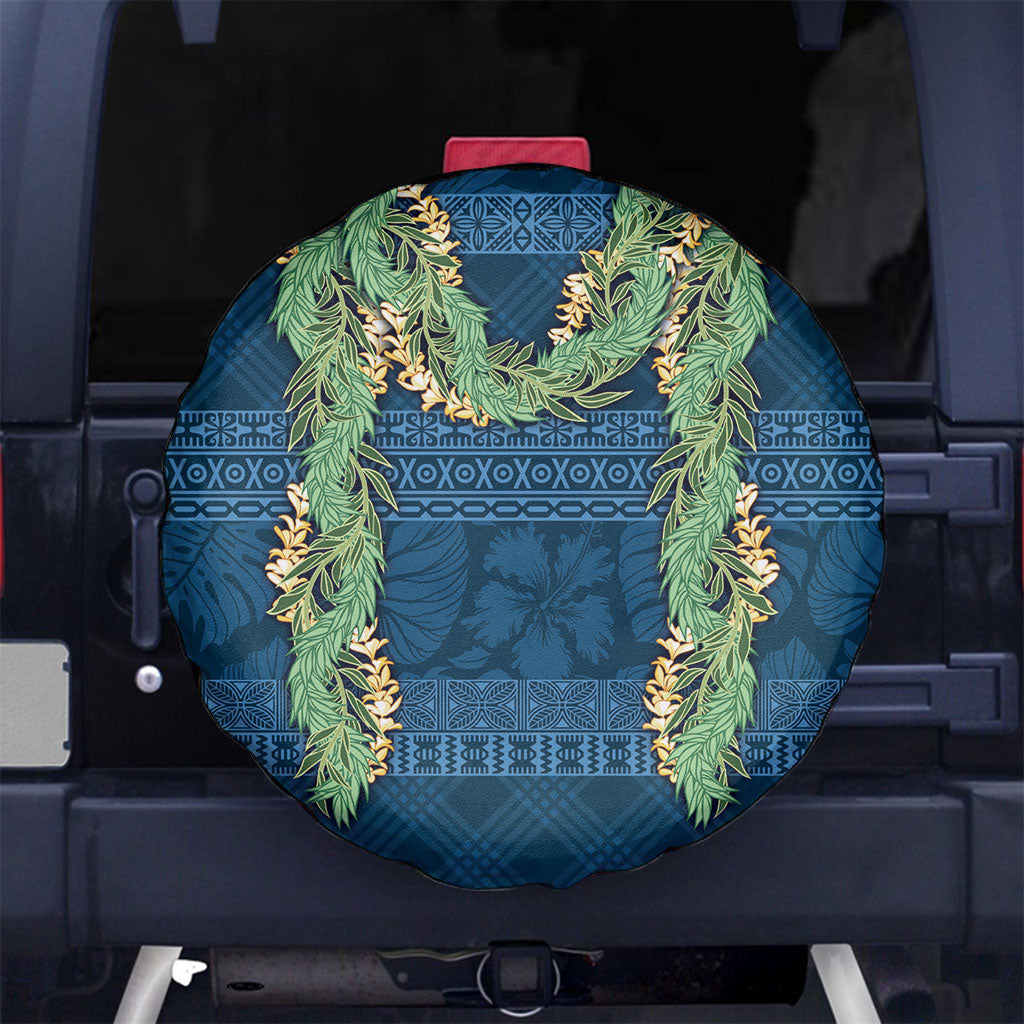 Hawai'i Paniolo Maile Twisted Lei Spare Tire Cover Cobalt Blue