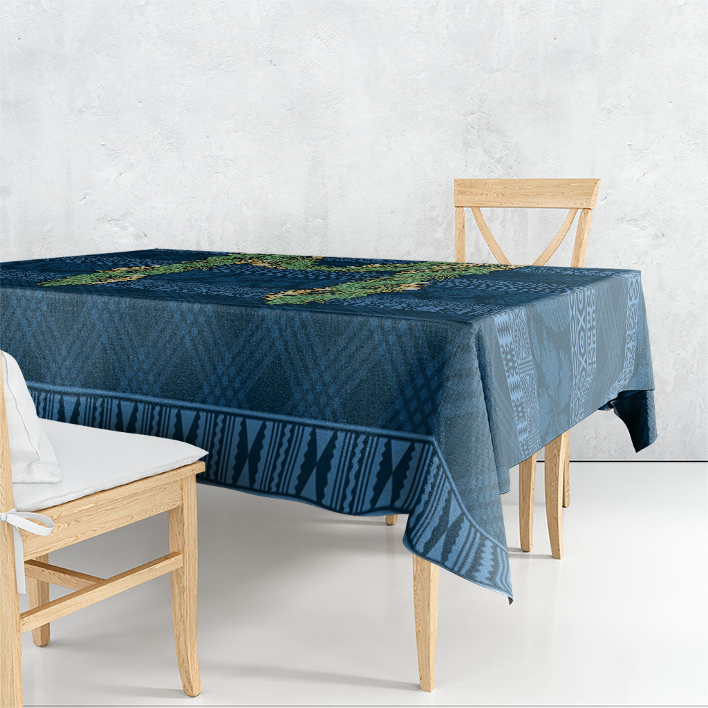 Hawai'i Paniolo Maile Twisted Lei Tablecloth Cobalt Blue LT7 - Polynesian Pride