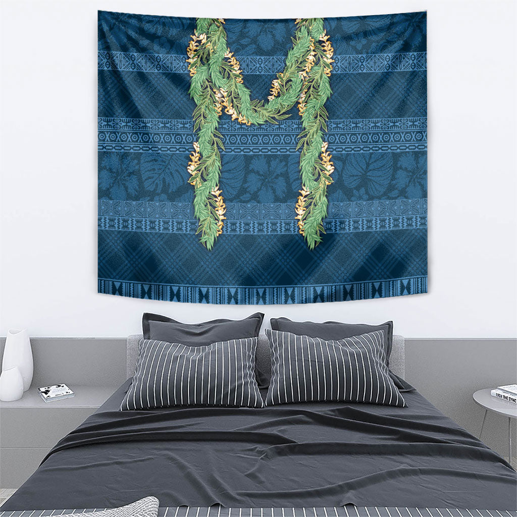 Hawai'i Paniolo Maile Twisted Lei Tapestry Cobalt Blue LT7 - Polynesian Pride