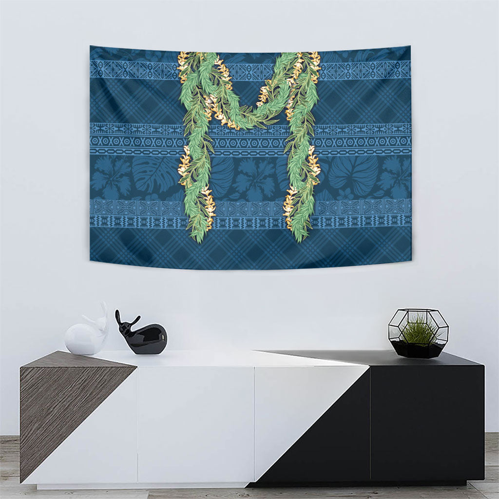 Hawai'i Paniolo Maile Twisted Lei Tapestry Cobalt Blue LT7 - Polynesian Pride