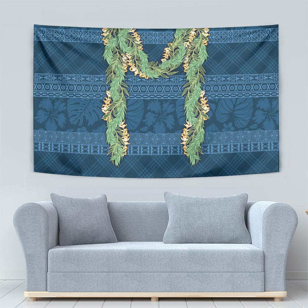 Hawai'i Paniolo Maile Twisted Lei Tapestry Cobalt Blue LT7 - Polynesian Pride