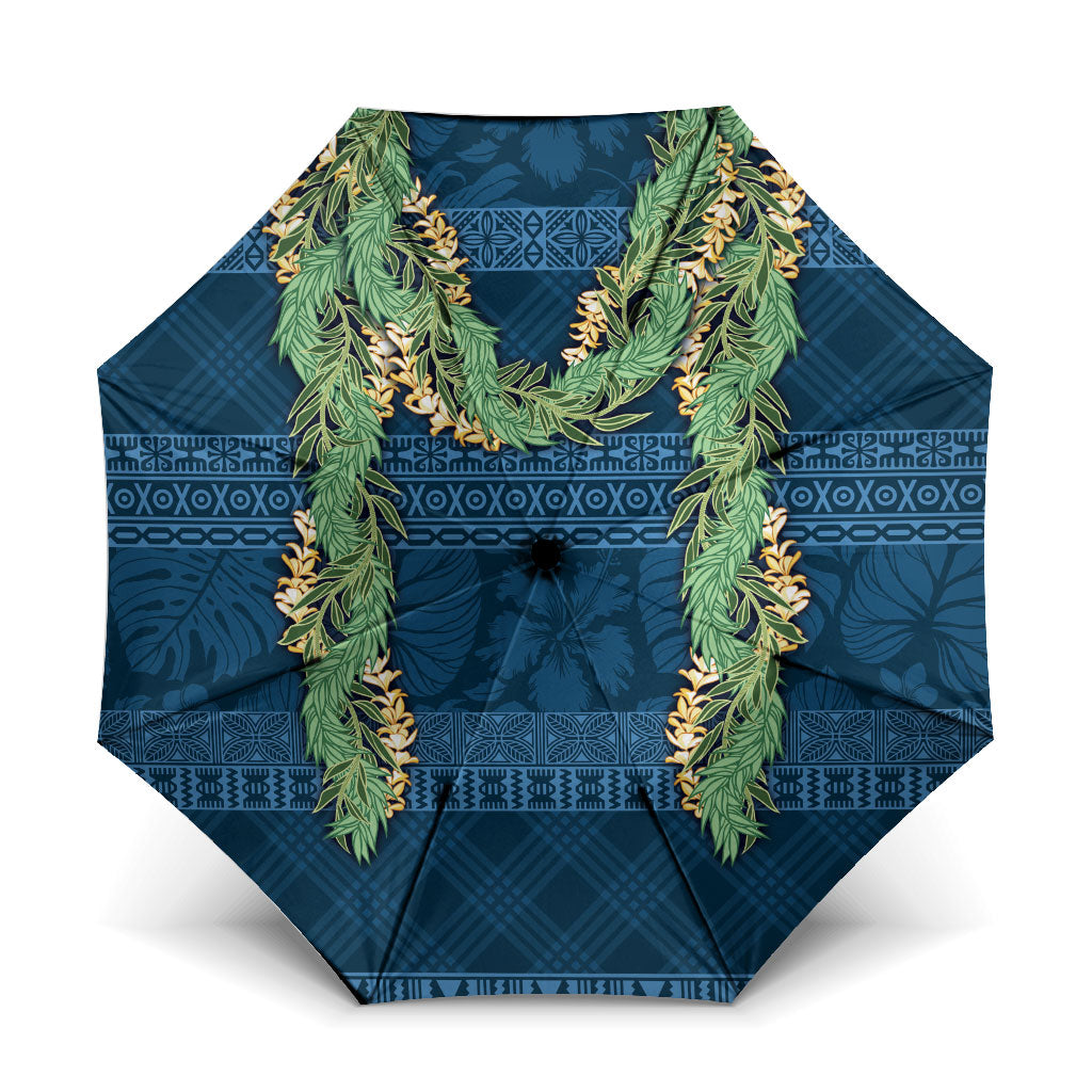 Hawai'i Paniolo Maile Twisted Lei Umbrella Cobalt Blue LT7 One Size Folded 11.42 inch Opened Diameter 37.4 inch Cobalt Blue - Polynesian Pride
