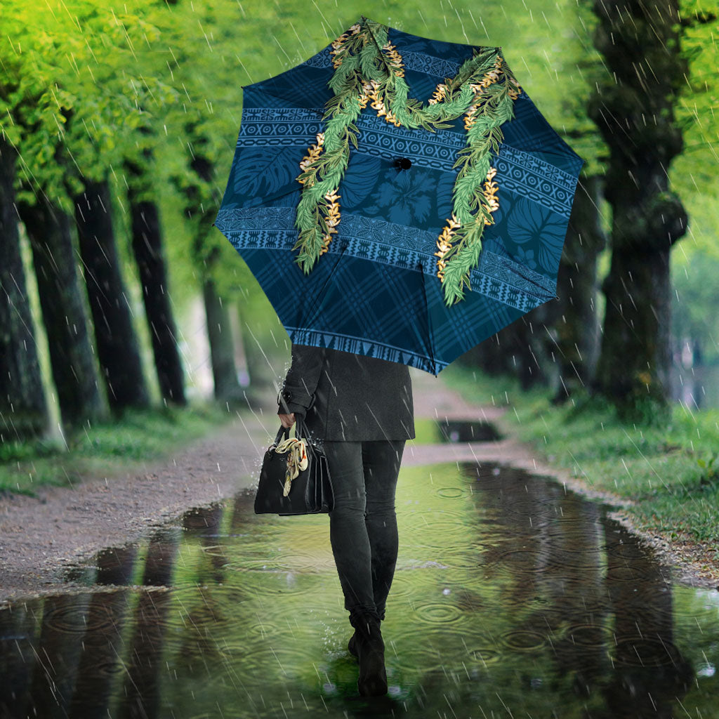 Hawai'i Paniolo Maile Twisted Lei Umbrella Cobalt Blue LT7 - Polynesian Pride