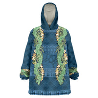 Hawai'i Paniolo Maile Twisted Lei Wearable Blanket Hoodie Cobalt Blue LT7 One Size Cobalt Blue - Polynesian Pride