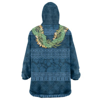 Hawai'i Paniolo Maile Twisted Lei Wearable Blanket Hoodie Cobalt Blue LT7 - Polynesian Pride