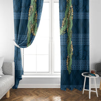 Hawai'i Paniolo Maile Twisted Lei Window Curtain Cobalt Blue LT7 - Polynesian Pride