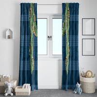 Hawai'i Paniolo Maile Twisted Lei Window Curtain Cobalt Blue LT7 - Polynesian Pride