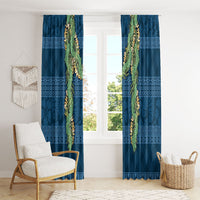 Hawai'i Paniolo Maile Twisted Lei Window Curtain Cobalt Blue LT7 - Polynesian Pride