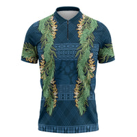 Hawai'i Paniolo Maile Twisted Lei Zipper Polo Shirt Cobalt Blue LT7 Cobalt Blue - Polynesian Pride