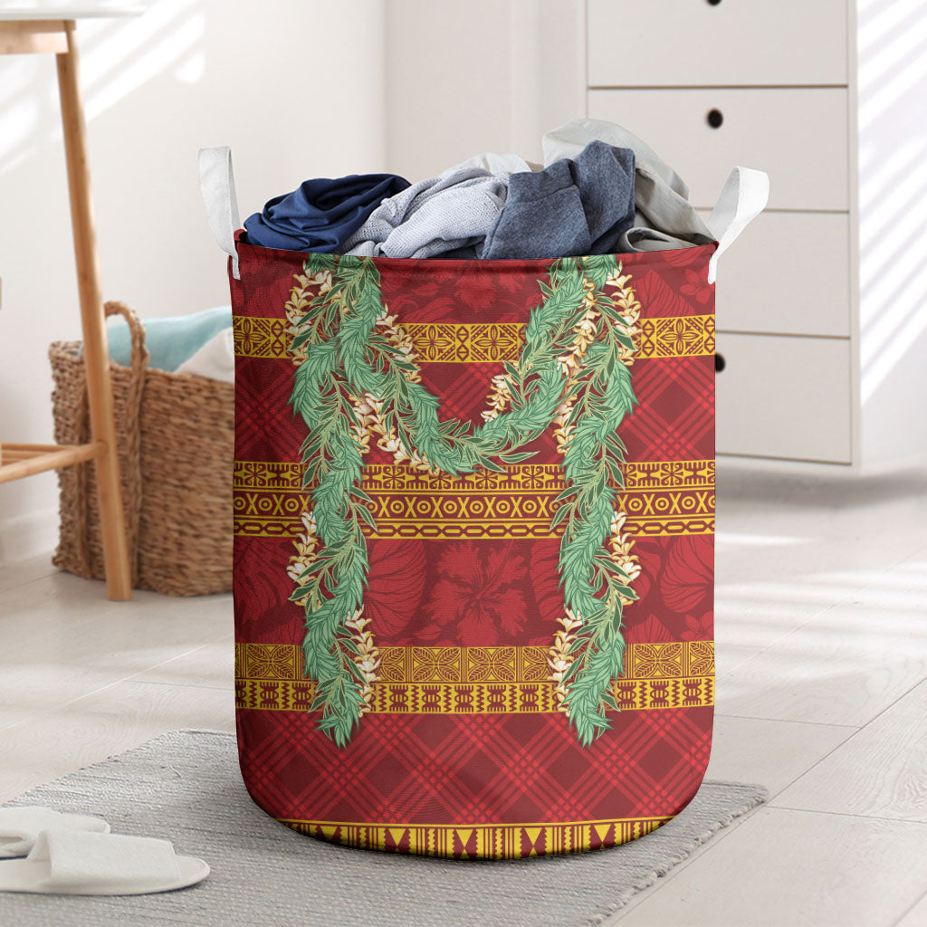 Hawai'i Paniolo Maile Twisted Lei Laundry Basket Hilo Royal Red LT7 Red - Polynesian Pride